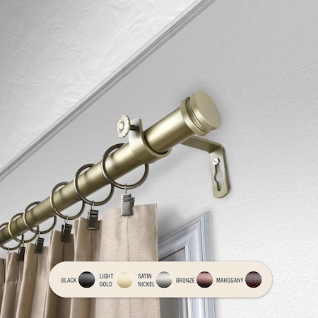 Kd 1 in. Cap Curtain Rod with 120 to 170 in. Extension, Gold KD3738899